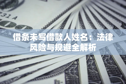 武汉借条未写借款人姓名：法律风险与规避全解析
